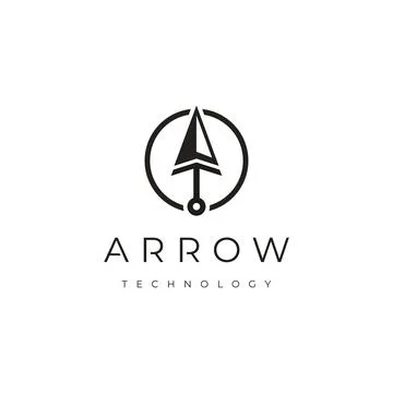Spear / Arrowhead and technology with initial A &amp; T logo design 스톡 일러스트