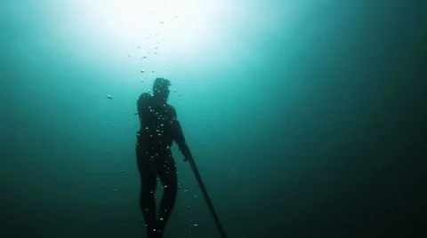 Spearfisherman Stock Footage 955417