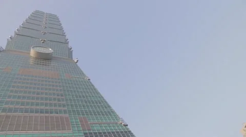 Special angle right left pan - base of Taipei 101 Stock Footage 43276475
