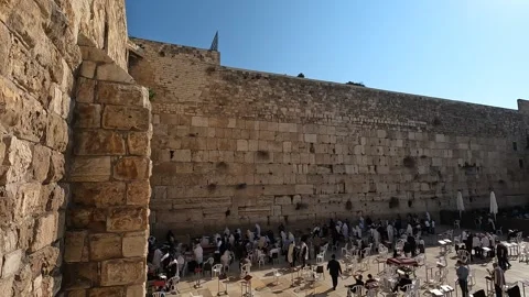 A special angle view on the Western Wall in Jerusalem, Israel.  Stock Footage 242924167