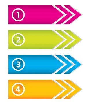 Special arrow stickers set with numbered buttons Stock Illustration