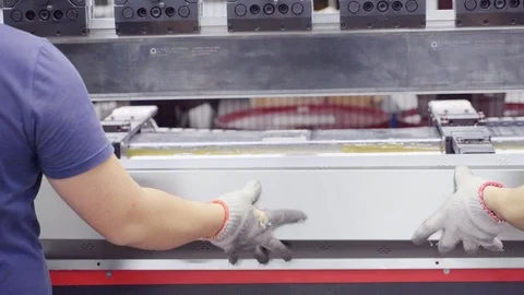 A special automatic press for folding Tin sheets Stock Footage 90686645