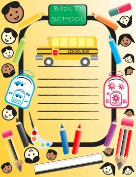 Special back to school card write a message to your happy child or student Stock-Illustration