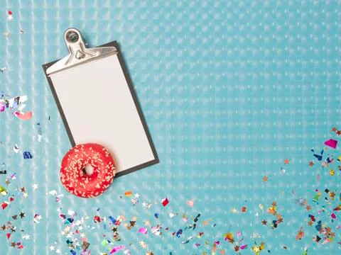 Special blue effect background with donuts and doughnuts and carnival items Stock Photos