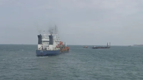Special boat on port Taman Video stock 123779182