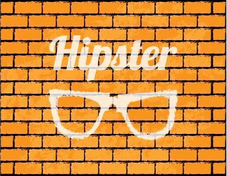 Special brick wall with hipster elements Stock Illustration