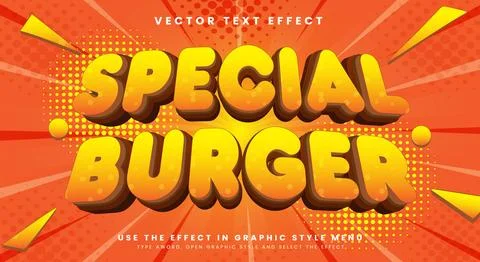 Special Burger editable text effect Template Illustrazione stock