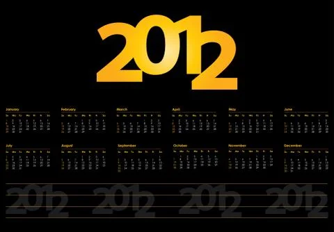 Special calendar design for 2012 Stock Illustration
