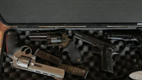 Special case for storing pistols Stock Footage 194795550