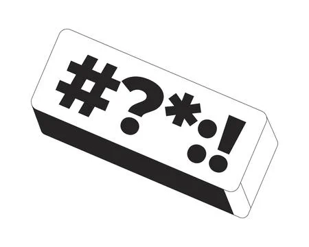 Special characters input rectangular block 2D line object Stock Illustration