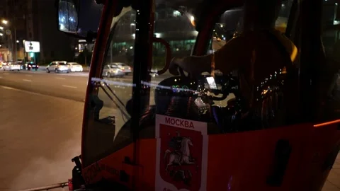 Special cleaning machine washes granite sidewalk with water under pressure. Stock Footage 130894947