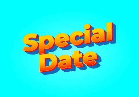 Special date. Text effect in 3D look. Yellow red color. Bright blue backgroun Stock Illustration