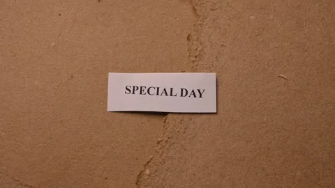 Special Day Celebration Note on Brown Paper Flat Lay Background Stock Footage 338346913