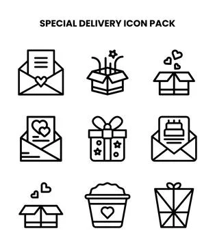 Special Delivery Line Bundle Icons Pack Stock Illustration