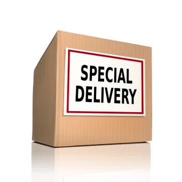 Special delivery on a paper box Stock Illustration