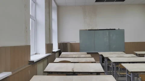 Special Desks In The Classroom For Descriptive Geometry, Architecture, Design Stock Footage 142531264