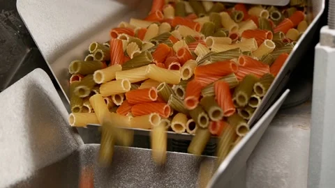 Special device for sorting and packing pasta at the factory. Stock Footage 185425770
