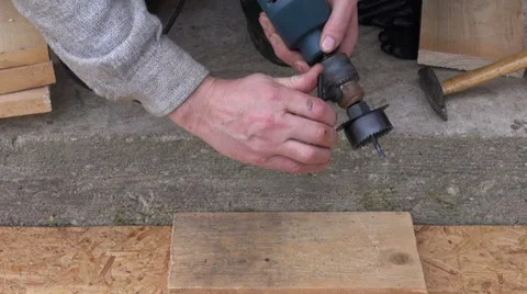 Special drill tool for starling bird house hole Stock Footage 37893755