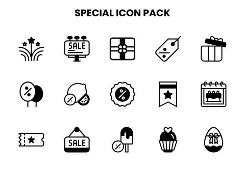 Special DuoTone Set Icons Pack Stock Illustration