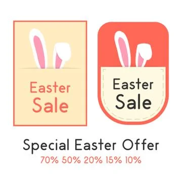 Special easter offer with two sale card Stock Illustration