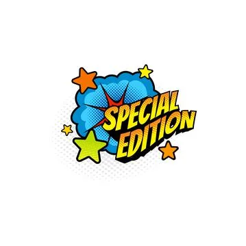 Special edition comic book boom bang burst label Stock Illustration