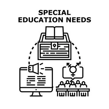 Special education needs supporting inclusive learning process Stock Illustration