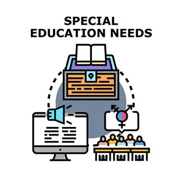 Special education needs supporting inclusive learning process Stock Illustration