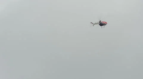 Special effect of flying helicopter BO-105 Stock Footage 41464413