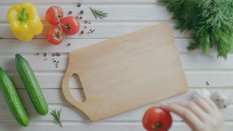 Special effect of slicing a tomato, vegetables Stock Footage 86041803