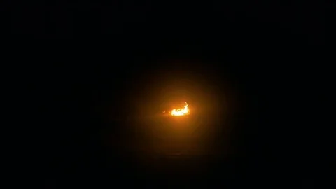 Special effects of bridge explosion at night. Stockbeeldmateriaal 82222566