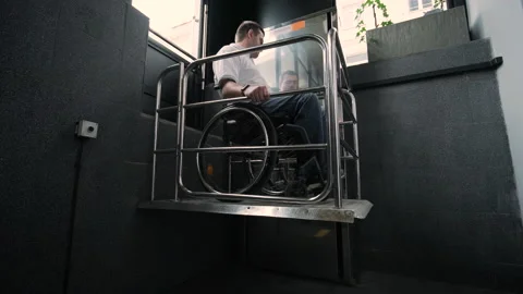 Special elevator for the person with a physical disabilities Stock Footage 169705175