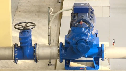 Special engine, valve and pipeline. biogas generation equipment. Static shot Stock Footage 108779180