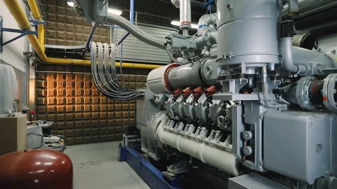 Special engine, valve and piping. equipment for biogas production. engine Vídeo Stock 126581564