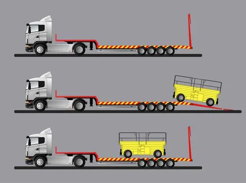 Special equipment on a low loader semi-trailer. Stock Illustration