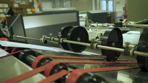 Special equipment for sorting mail envelopes for letters and parcels. Red Stock Footage 148312692