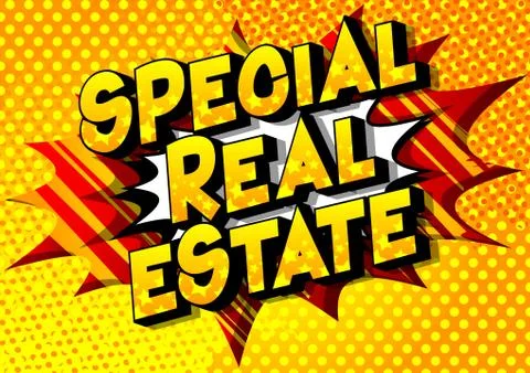 Special Estate - Vector illustrated comic book style phrase on abstract backg Stock-Illustration