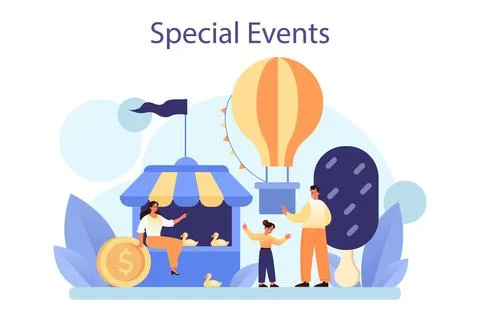 Special events concept. Entertaining social activity as a marketing campaign Stock Illustration
