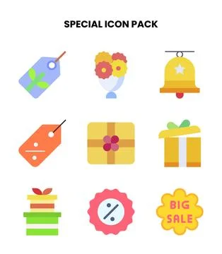 Special Flat Icons Pack Stock Illustration