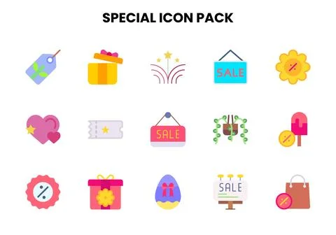 Special Flat SVG Icons Pack Stock Illustration