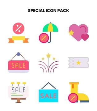 Special Flat Vector Icons Pack Stock Illustration