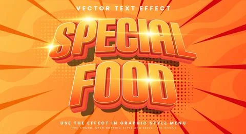 Special Food 3d editable text effect Template Stock Illustration