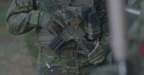 Special forces armed soldier in full combat uniform Stock Footage 89454271