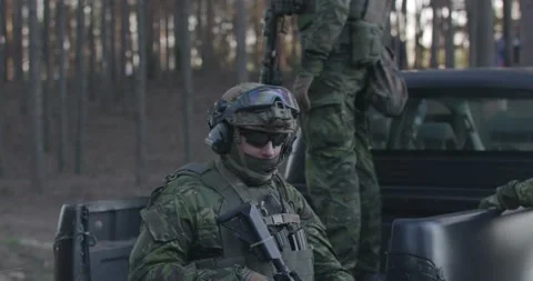 Special forces armed soldier in full combat uniform 動画素材 89454636