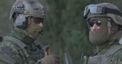 Special forces armed soldiers in full combat uniform Stock Footage 89453801