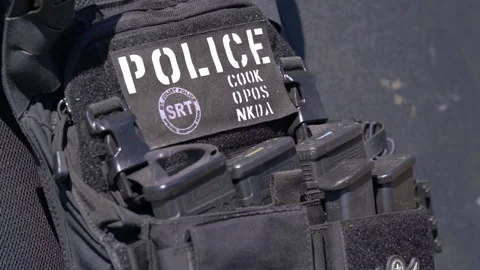 Special forces black tacticle vest Stock Footage 243537619
