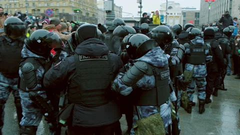 Special forces detained man demonstration. Police detaining protestor. Arrested. Stock Footage 147352118