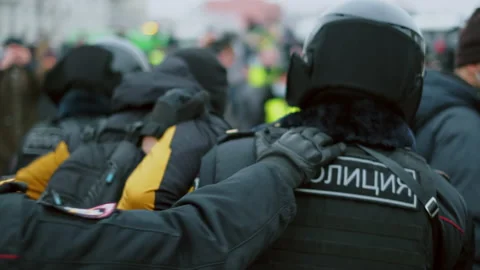 Special forces detained man demonstration. Police detaining protestor. Cops. Stock Footage 147410824