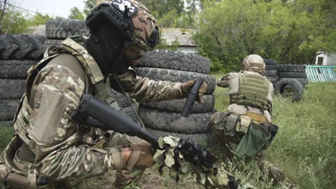 Special Forces on the Exercise 스톡 동영상 157377641