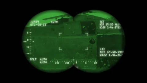 Special Forces helicopter lifting off at night Stock Footage 155860364