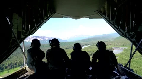 Special Forces Helicopter Ride View From Tailgate Stock Footage 131888101